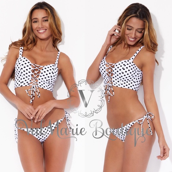 SZ M LAST 1! Polka dot bustier top bikini - Picture 3 of 6